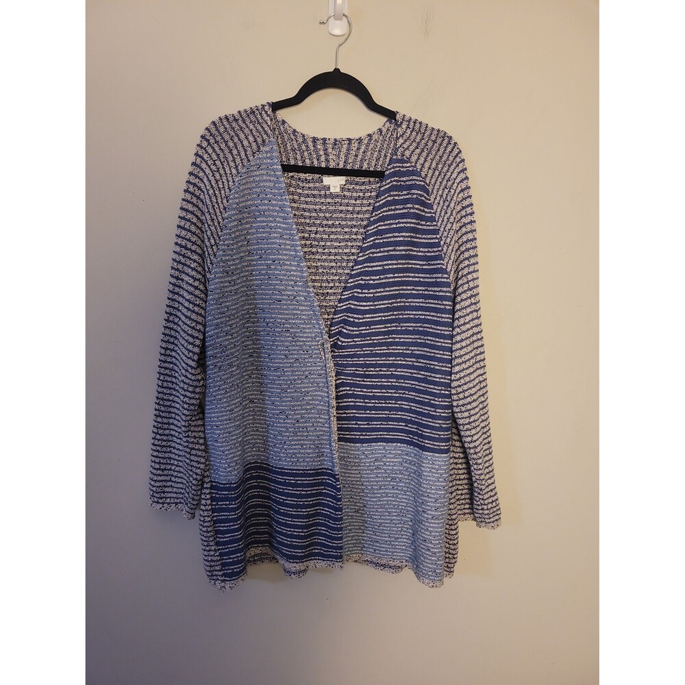 J. Jill Blue Striped Cardigan Sweater Sz XL